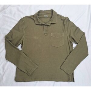 UnTuckit Long Sleeve‎ Button Front Rugby Polo Shirt Olive Green Size Large